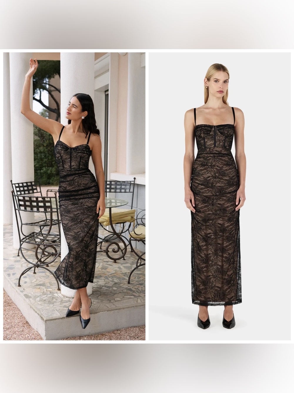 Hansen‎ & Gretel Campari Lace Midi Dress Corset Medium Black